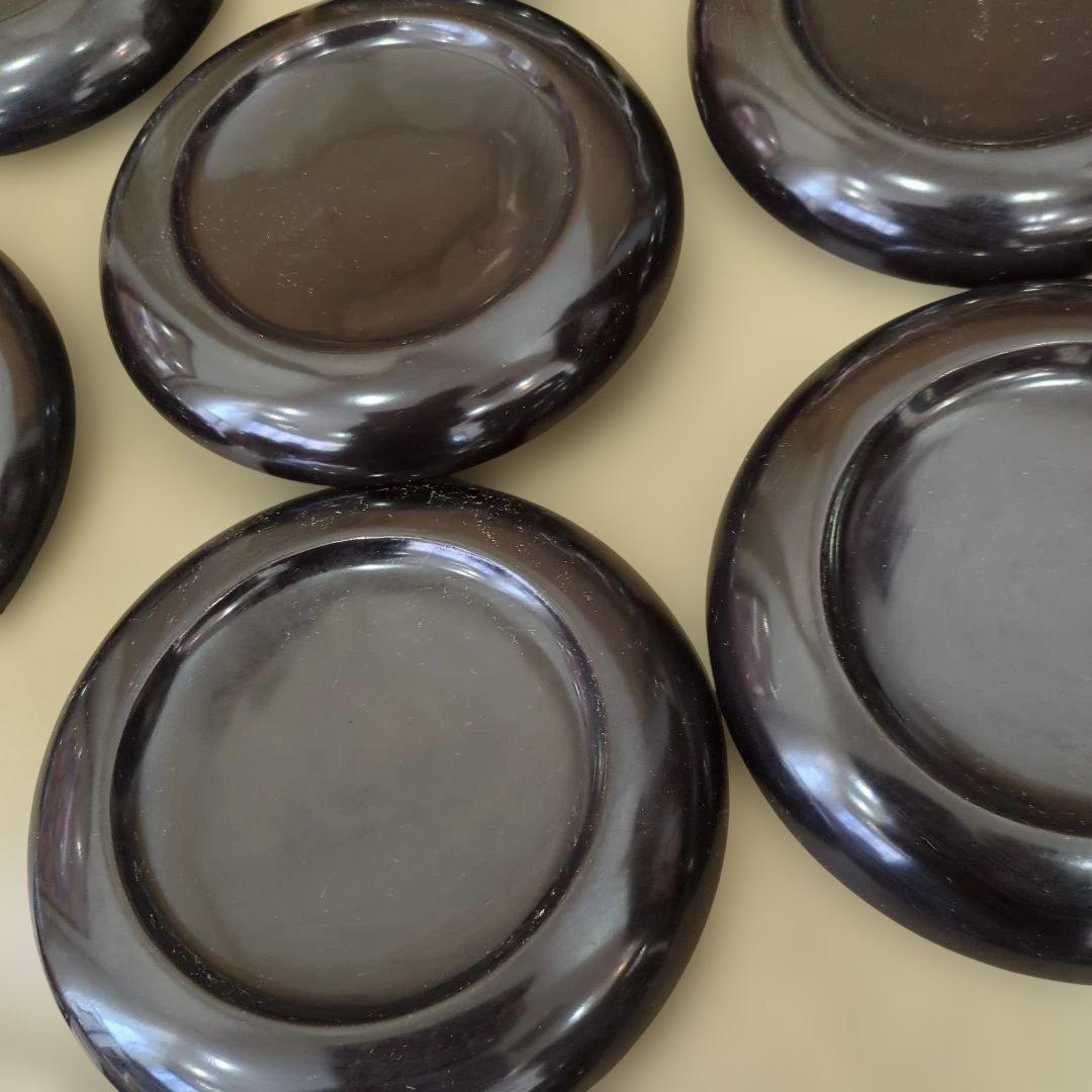 骨董　木皿　蒔絵　図変わり　草花　漆器　金彩　盆　丸盆　7枚