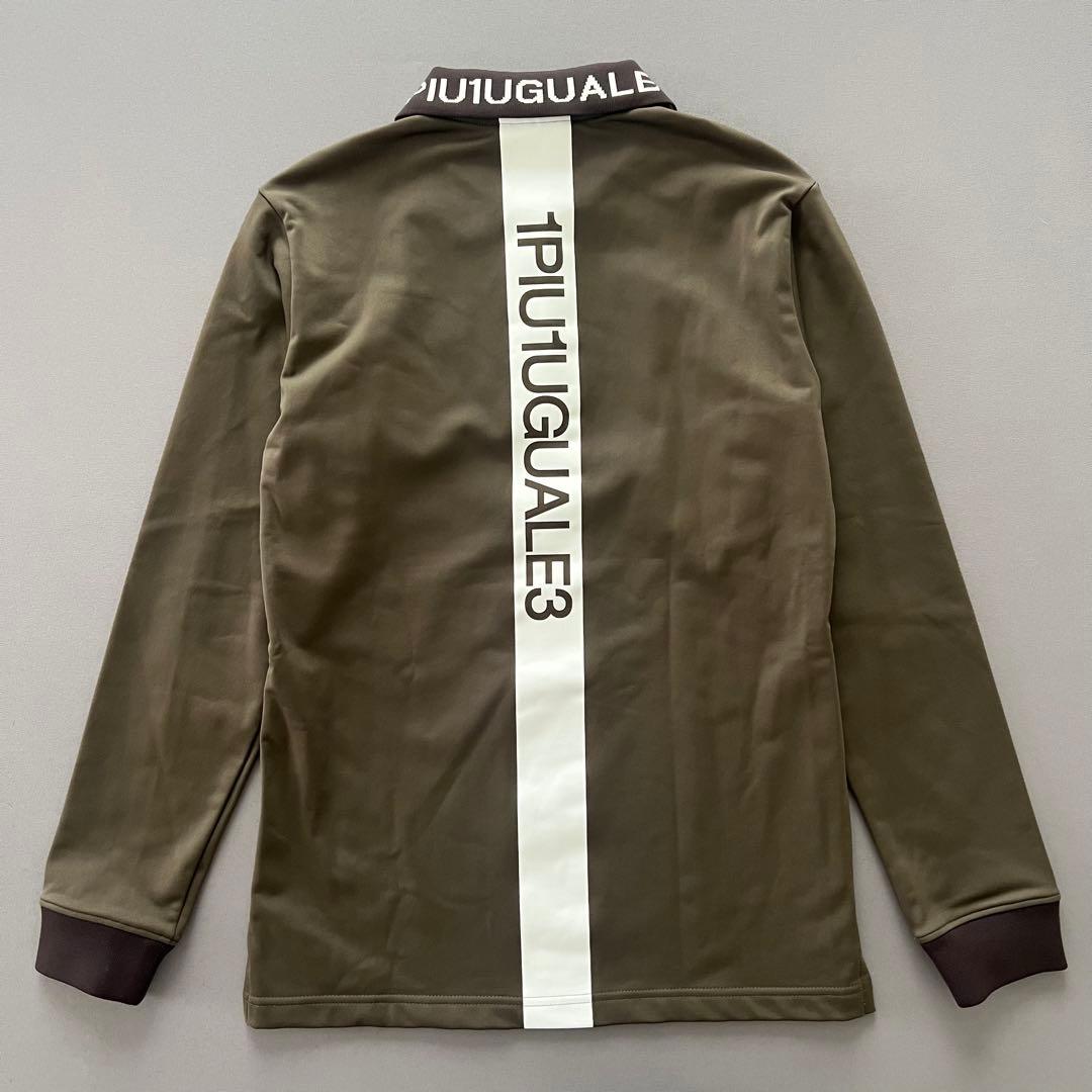 1piu1uguale3GOLF ロゴライン ポロシャツ　長袖　カーキ　メンズ