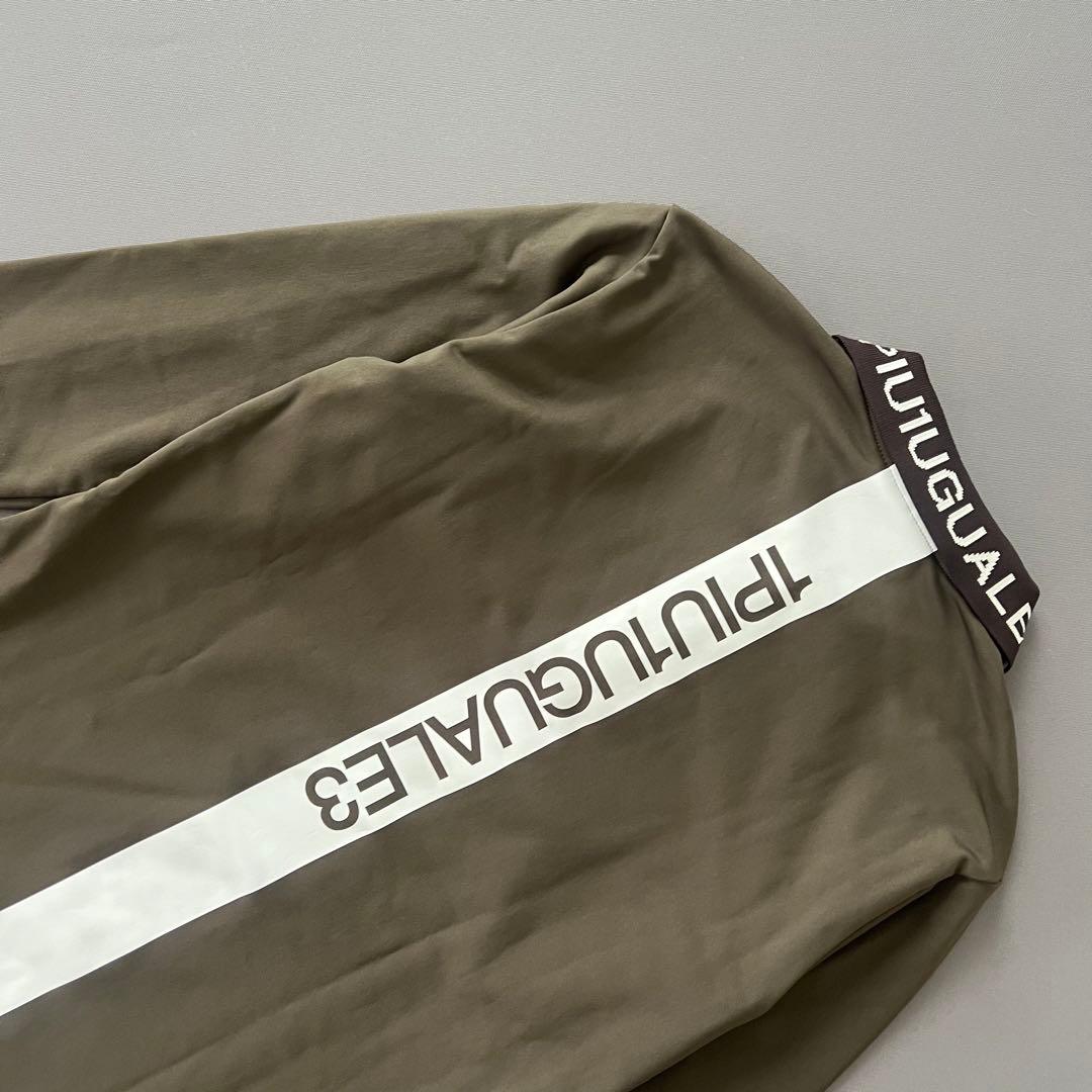 1piu1uguale3GOLF ロゴライン ポロシャツ　長袖　カーキ　メンズ