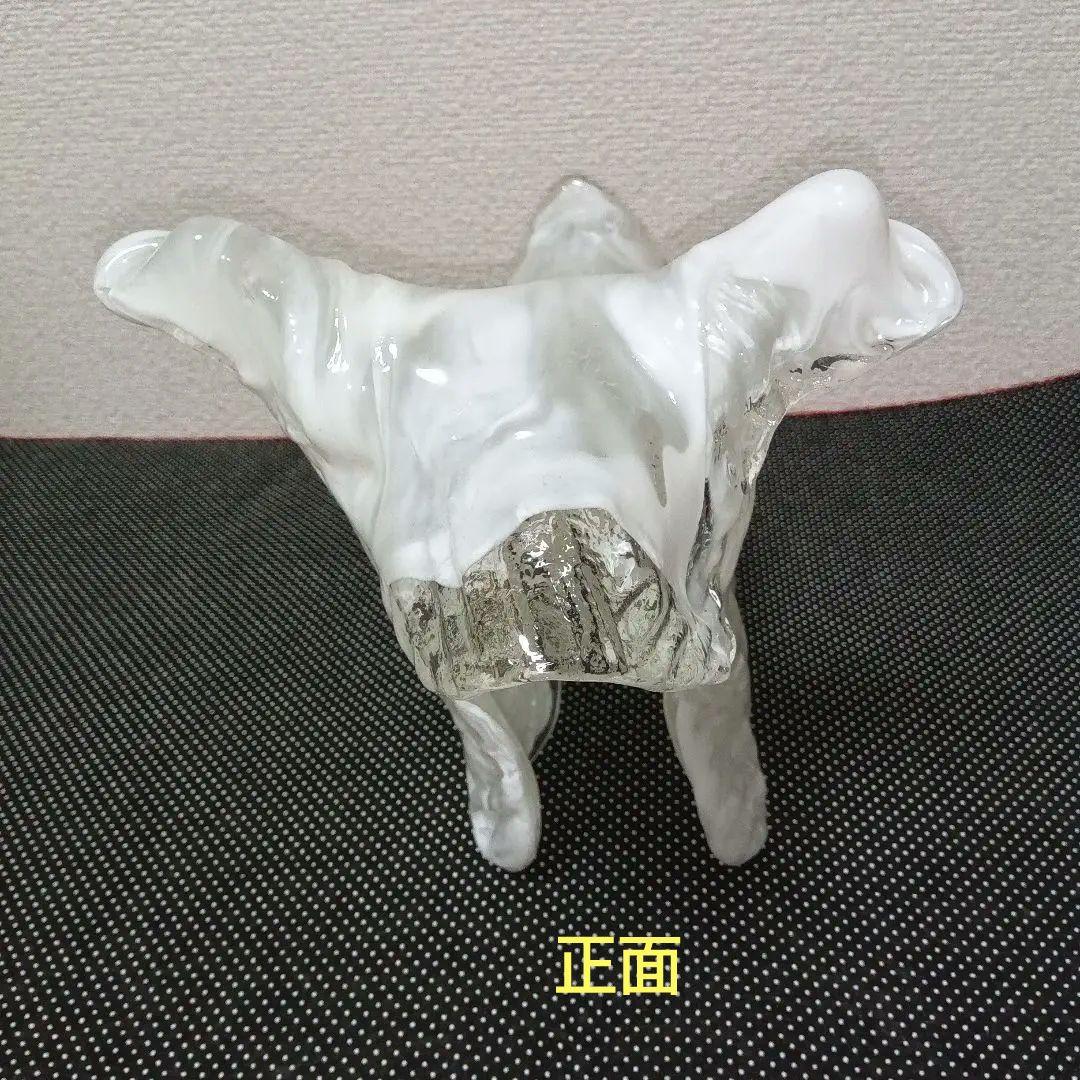 ルームランプ　照明器具 白い犬 ガラス製 ジャンク品　岩田工芸ガラス