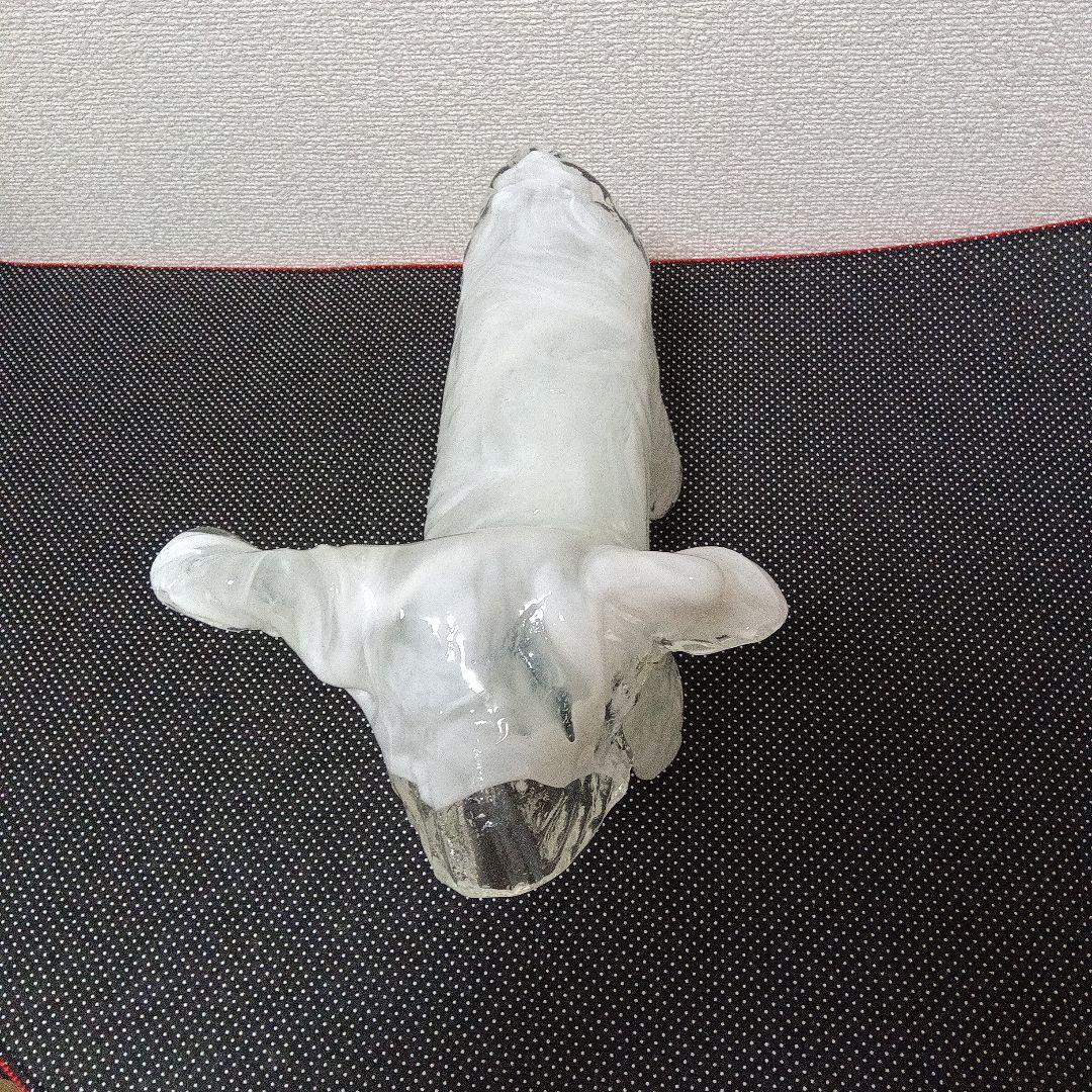 ルームランプ　照明器具 白い犬 ガラス製 ジャンク品　岩田工芸ガラス
