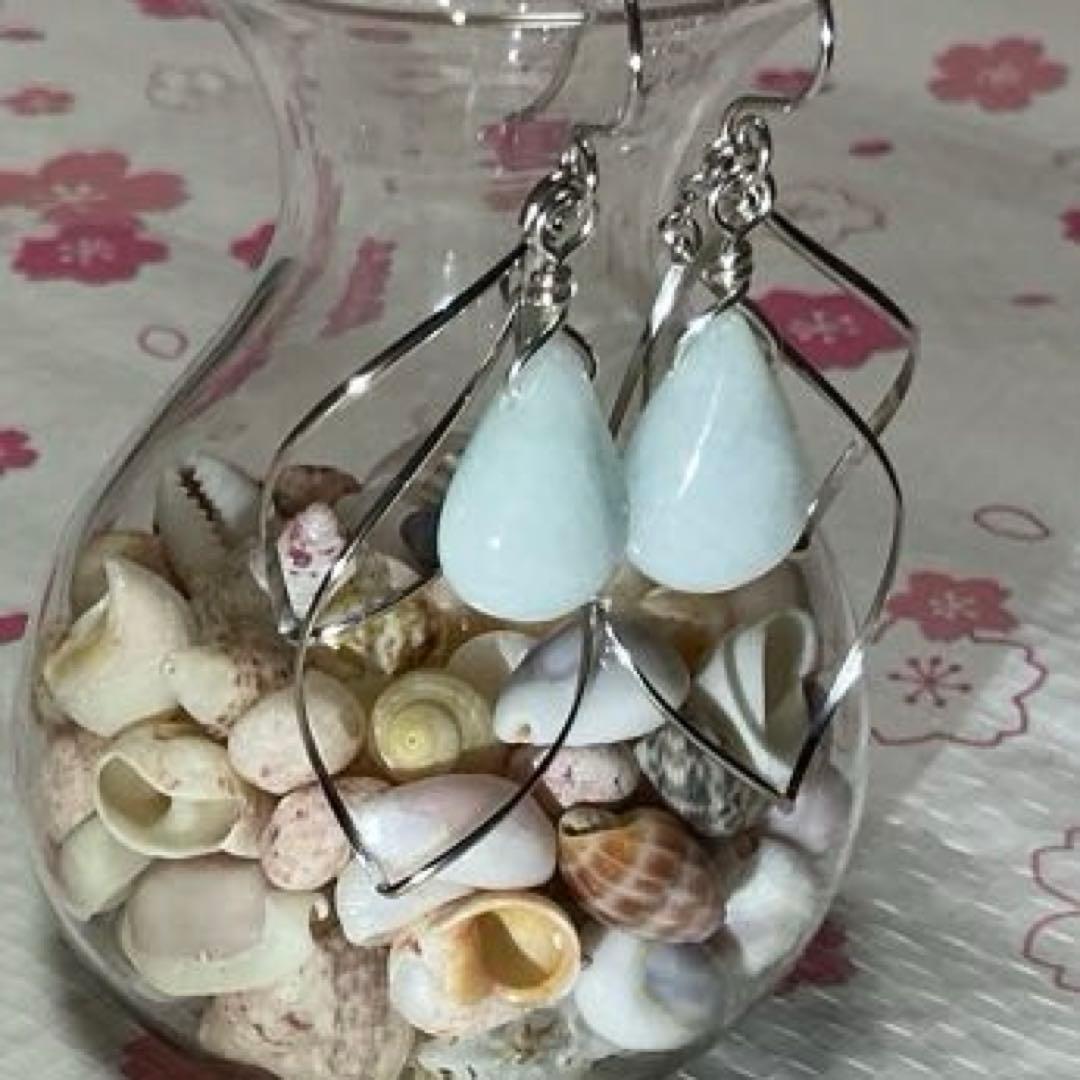 ティアドロップピアス　小滝産翡翠　K14 ゴールドフィルド使用