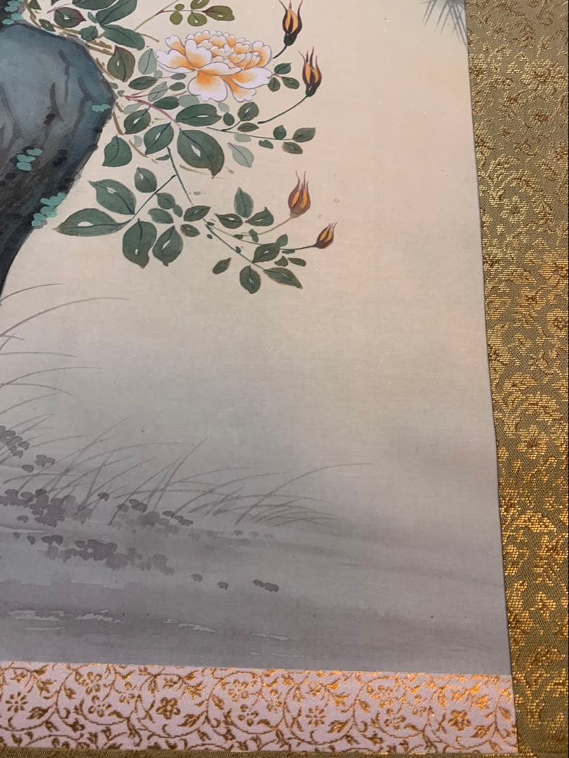 掛け軸 日本画 松に鳥 寿帯宿樹 共箱付き 床の間 縁起物♪