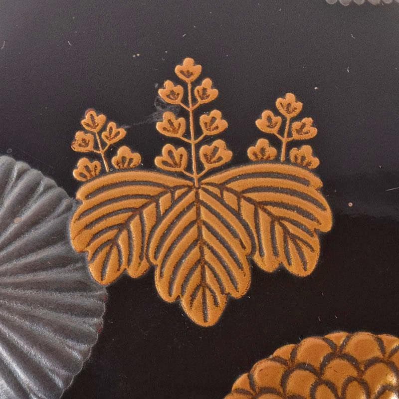 茶道具　黒漆　菊桐蒔絵　棗　仕覆付　時代箱　C　R8623