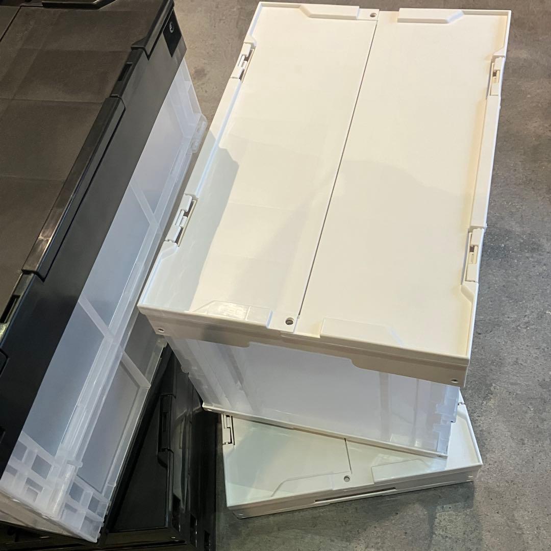 折りたたみコンテナ 50L ブラック ホワイト 業務用 6個 松本産業 フタ付き