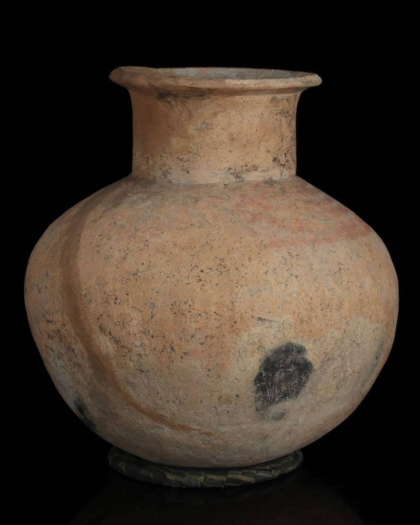 【希少・時代物】古代バンチェン発掘 彩文土器 タ イ古陶 高さ34cm 木箱付