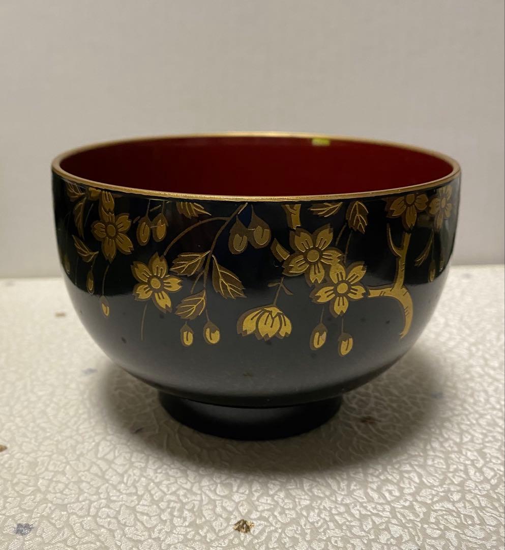 山中漆器 元禄シリーズ 北斎 金彩蒔絵 桜 重箱・銘々皿・汁椀 5個セット