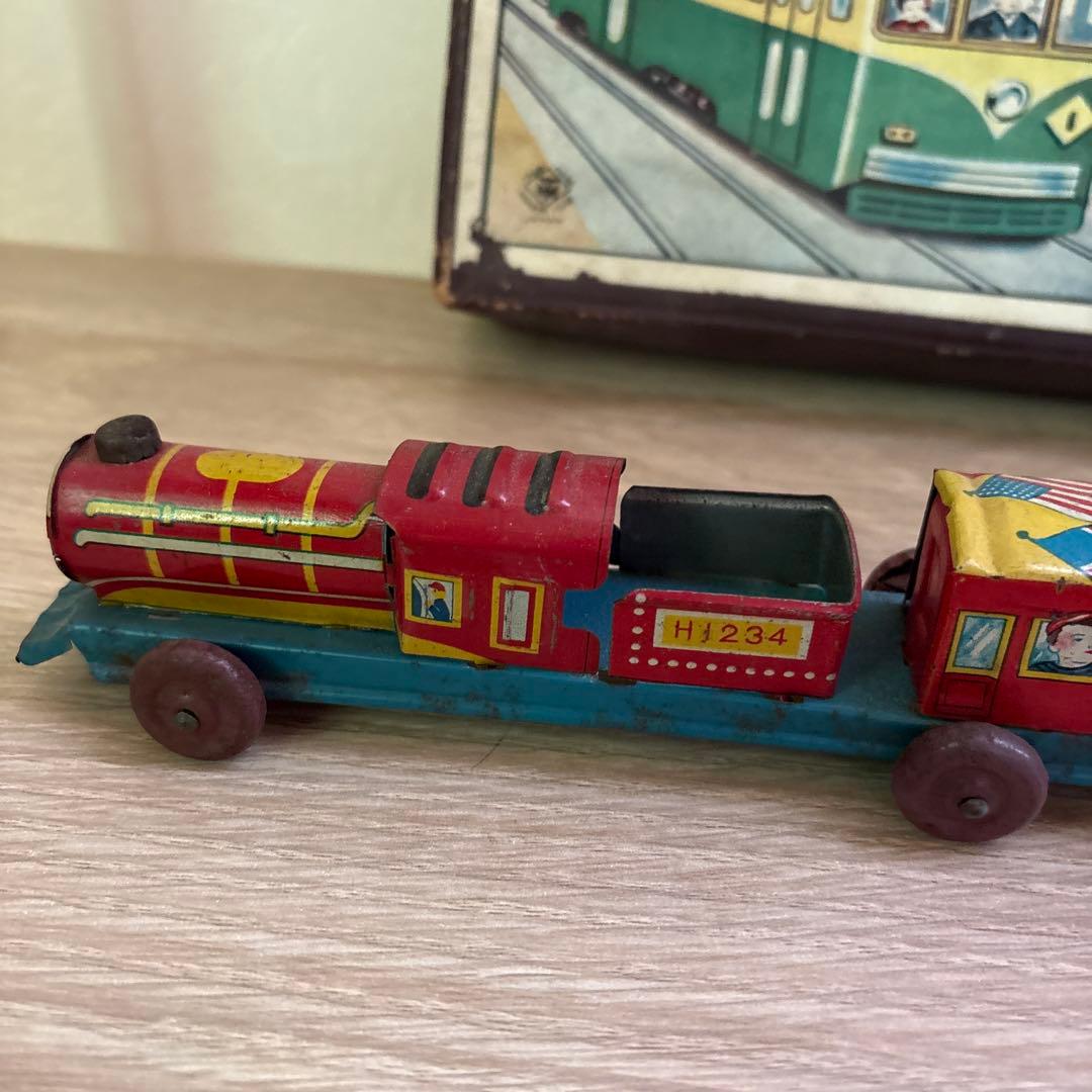 ブリキ　ロータリー電車　蒸気機関車　2点　昭和レトロ　アンティーク 日本製