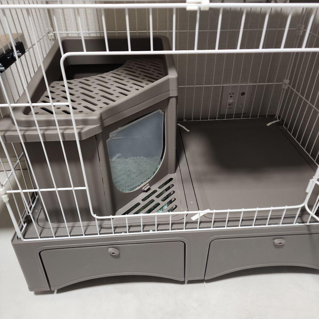 キャットケージ 2段構造 トイレ付き
