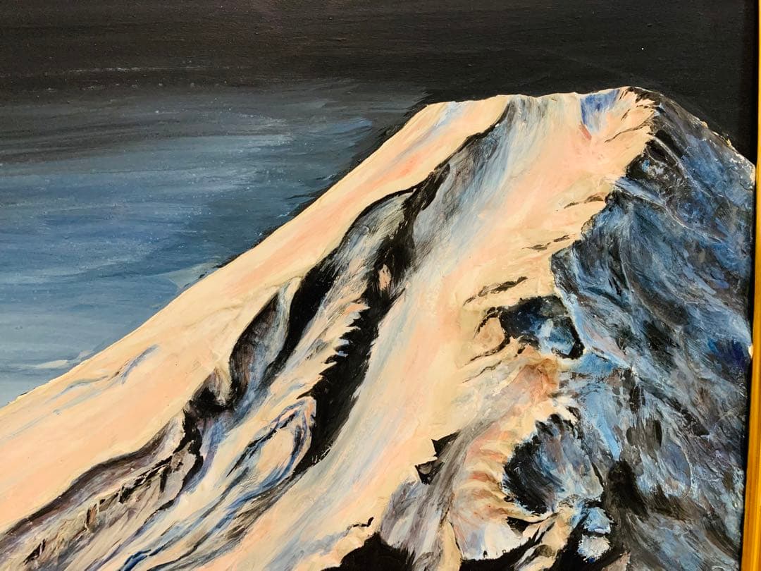 りむ様　石膏油彩画 富士山 木製額縁 サインあり