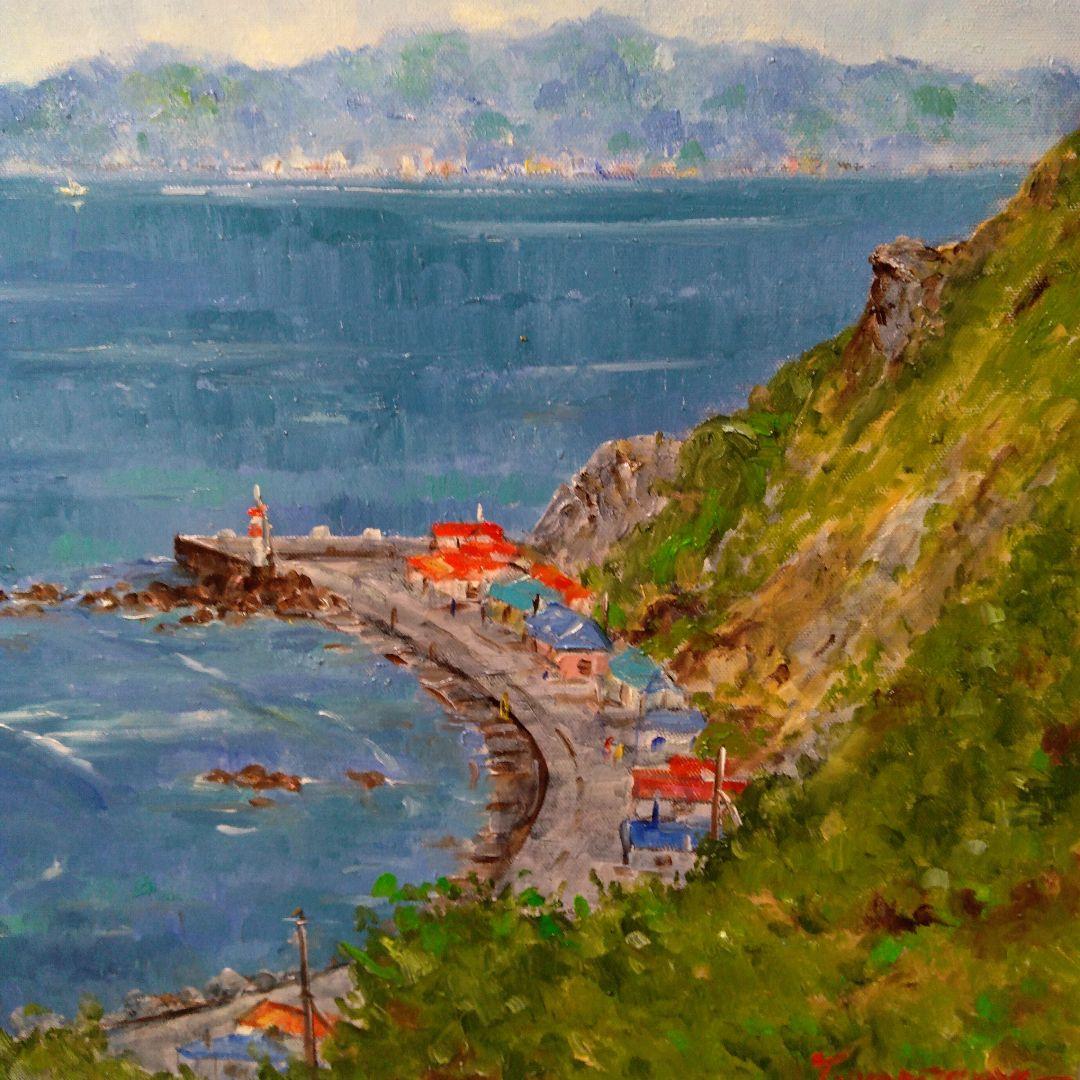 肉質油絵　横　F8 竜飛風景　梅沢民雄　額装仕上げ品