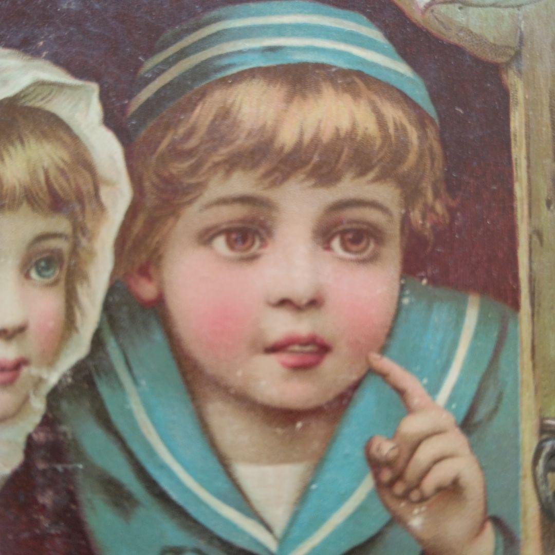 珍品　愛らしい子どもの大きめクロモス　補修跡あり　フランス　蚤の市　アンティーク