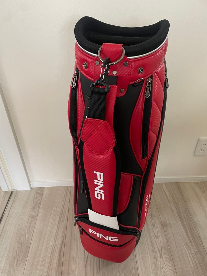 新品　PING キャディバッグ 35544-01 レッド　ブラック