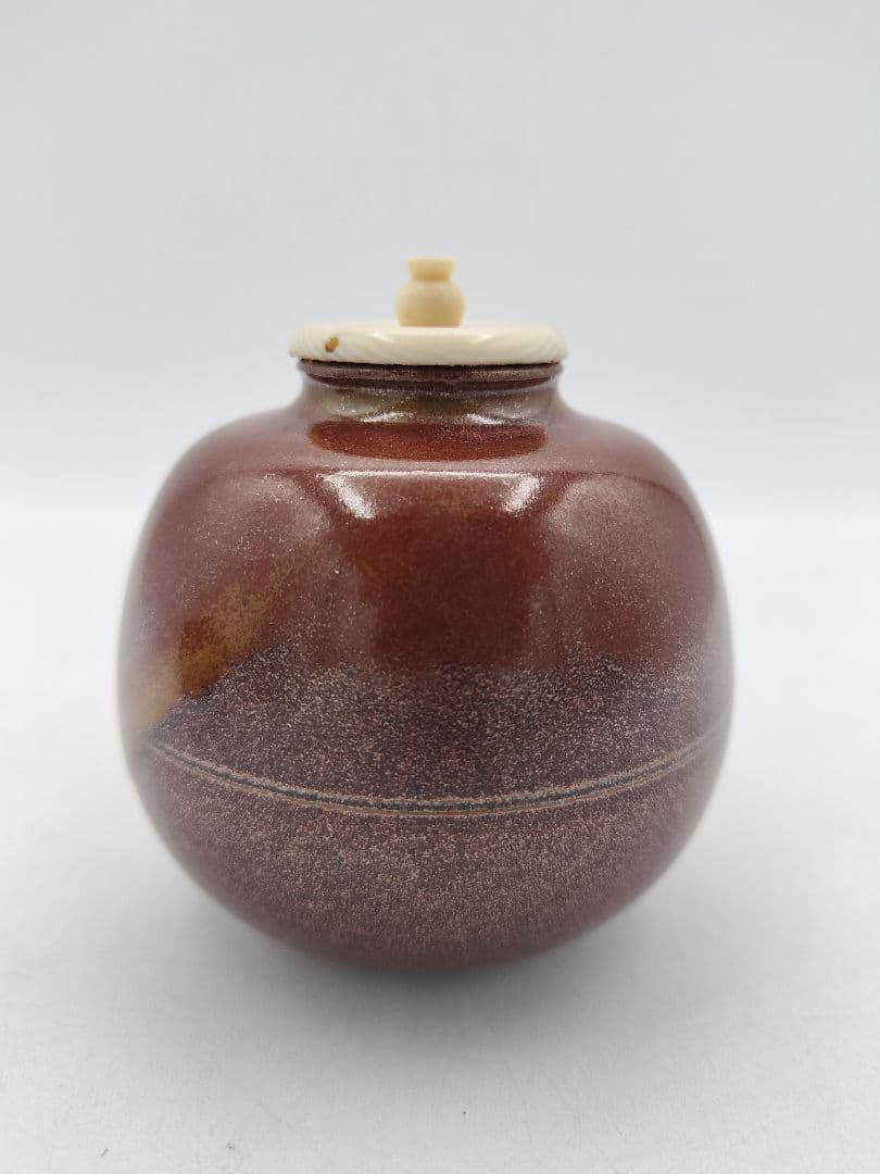 c907【新品・未使用】大名物唐物 紹鴎茄子写 龍喜窯 木箱 茶道具