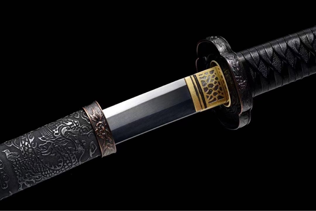黒獅 高級本格居合刀 本牛革柄巻 日本刀 模造刀 武具 舞踊刀 太刀 武蔵
