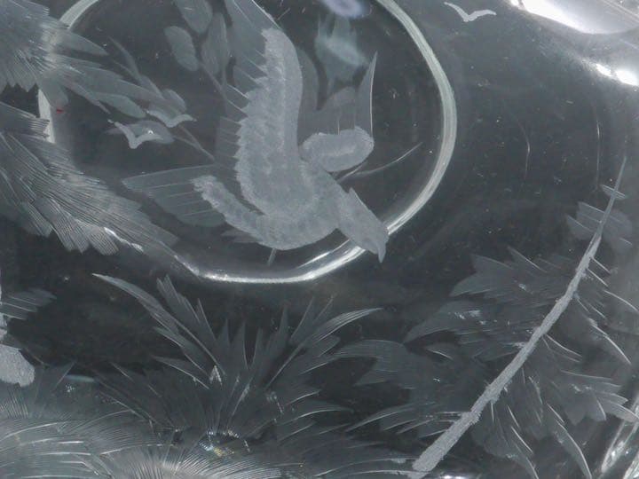 モーゼル クリスタル ハンドカット 花鳥文 扁壺 花瓶 フラワーベース