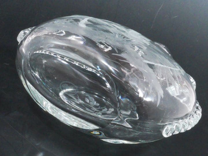 モーゼル クリスタル ハンドカット 花鳥文 扁壺 花瓶 フラワーベース