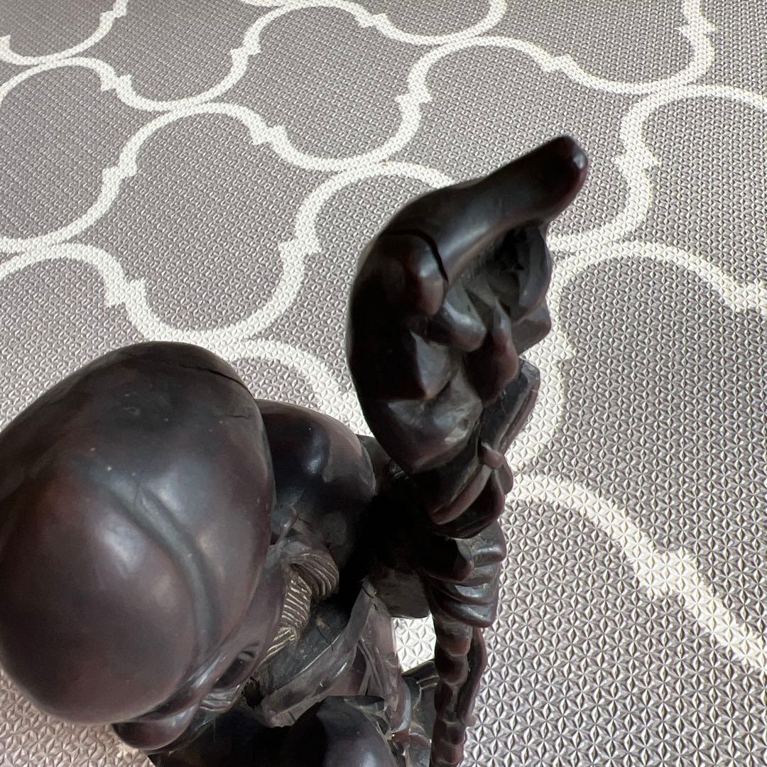 中国の道教の長寿神である寿老人　福禄寿　木彫り