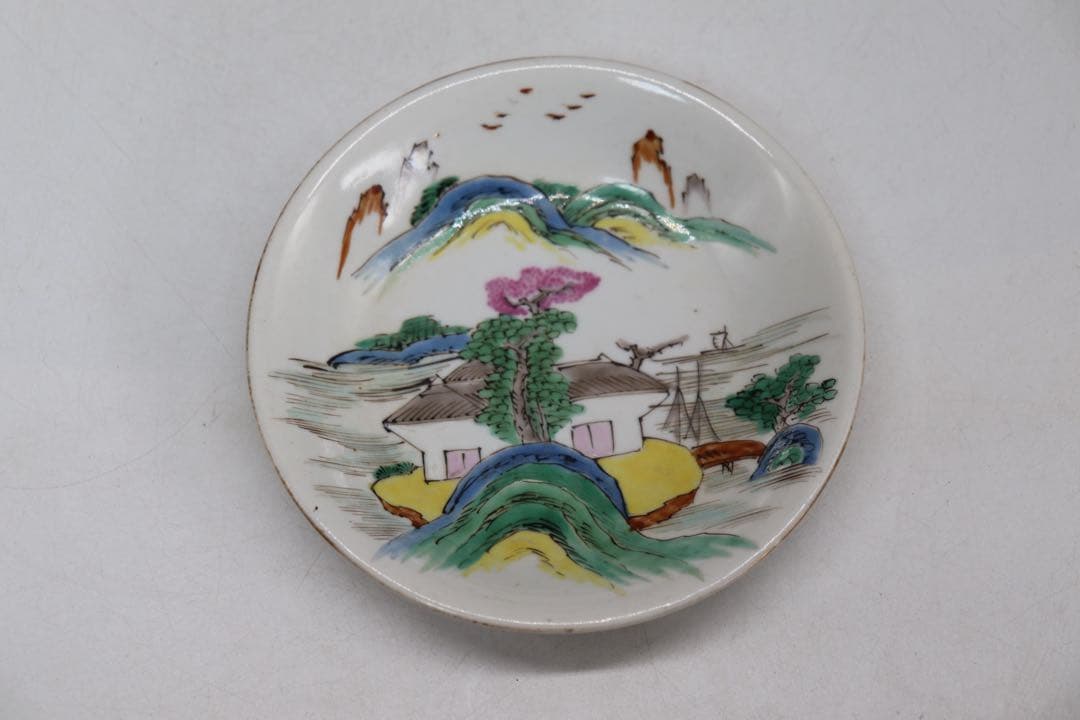 中国　清時代　十錦手小皿5点　木箱入　送料込み250708