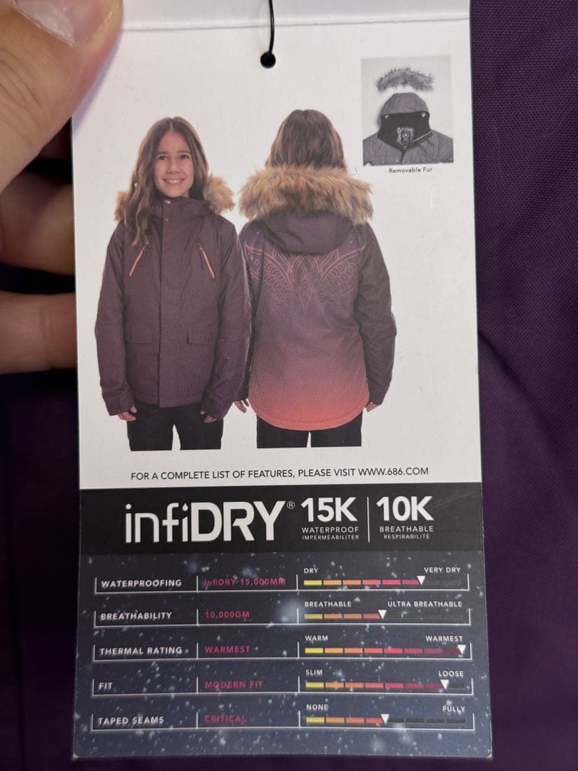 新品未使用686 キッズ用スノーボードジャケット 紫