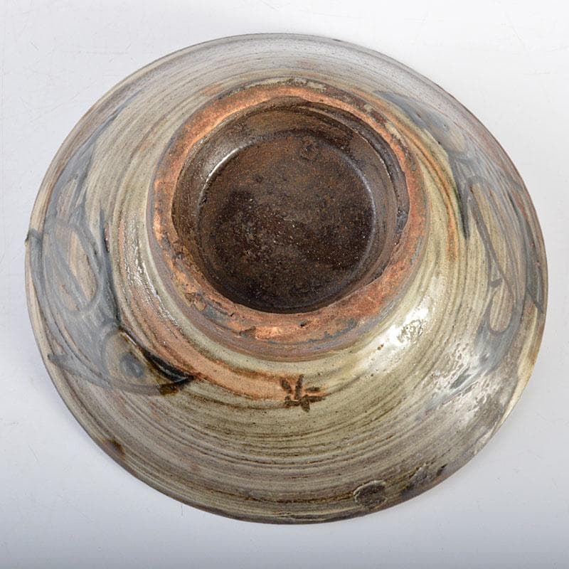 人間国宝　金城次郎　魚文　茶碗　茶道具　D　R4485