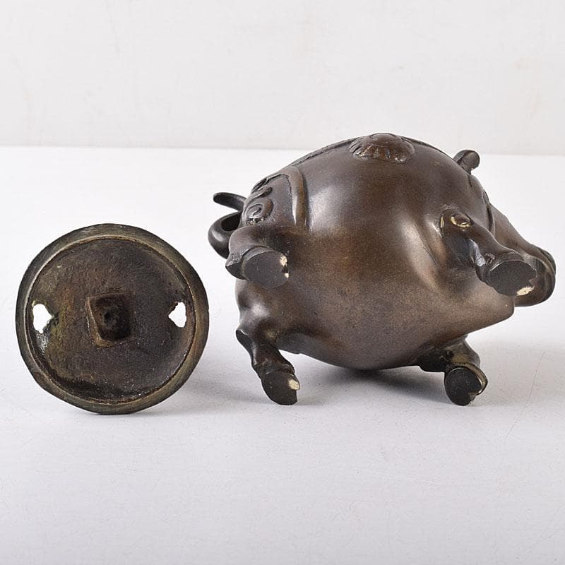 中国　古銅　唐銅　神獣五重塔　香炉　M　R8731