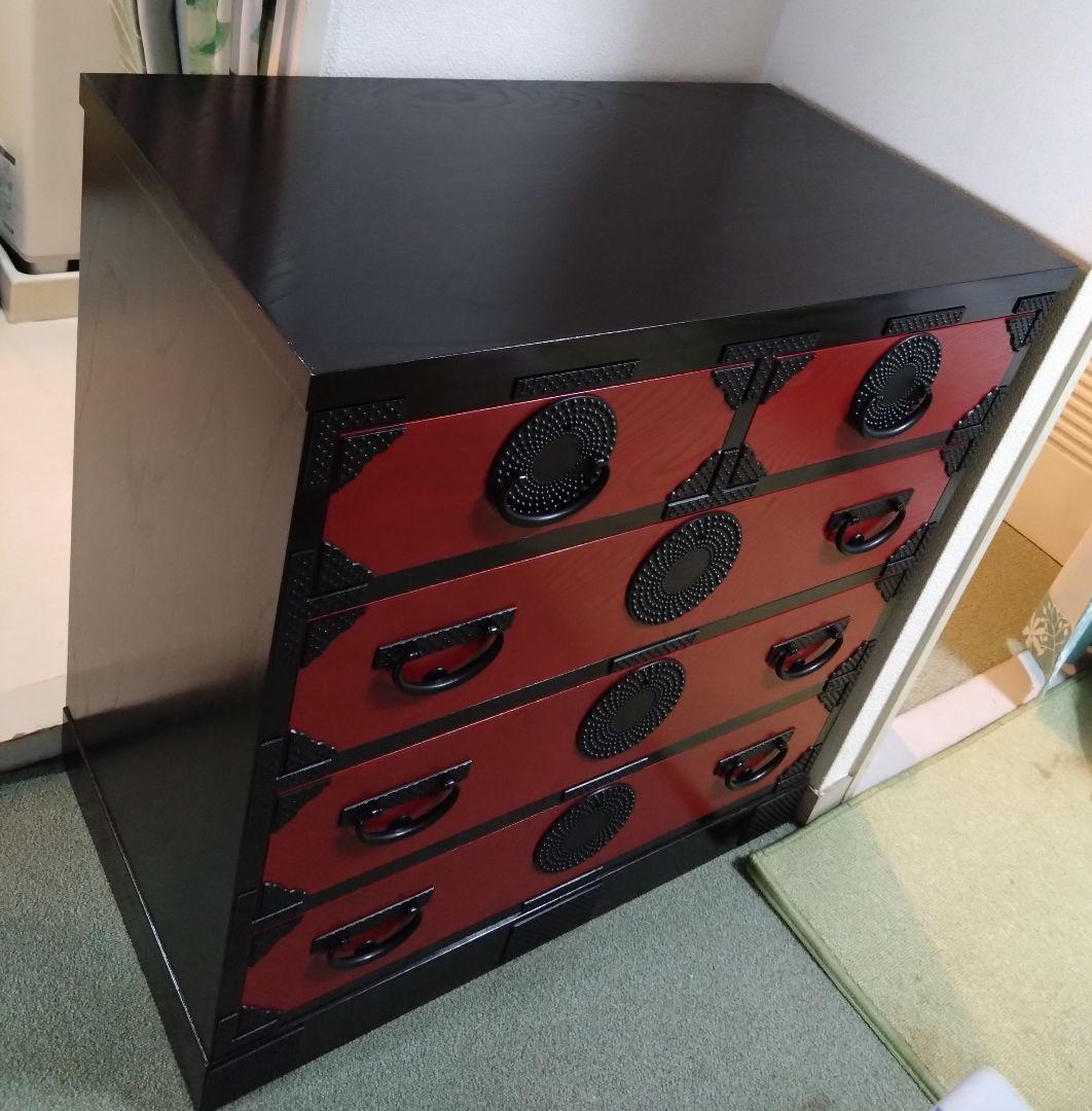 岩谷堂箪笥 赤黒呂塗 4段 美品