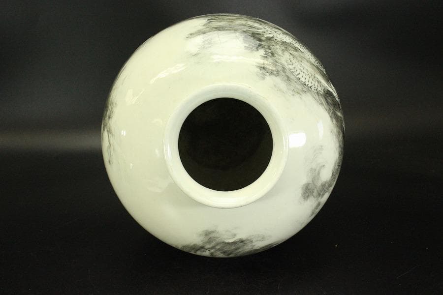 中国美術 龍図 花器(ZE652)