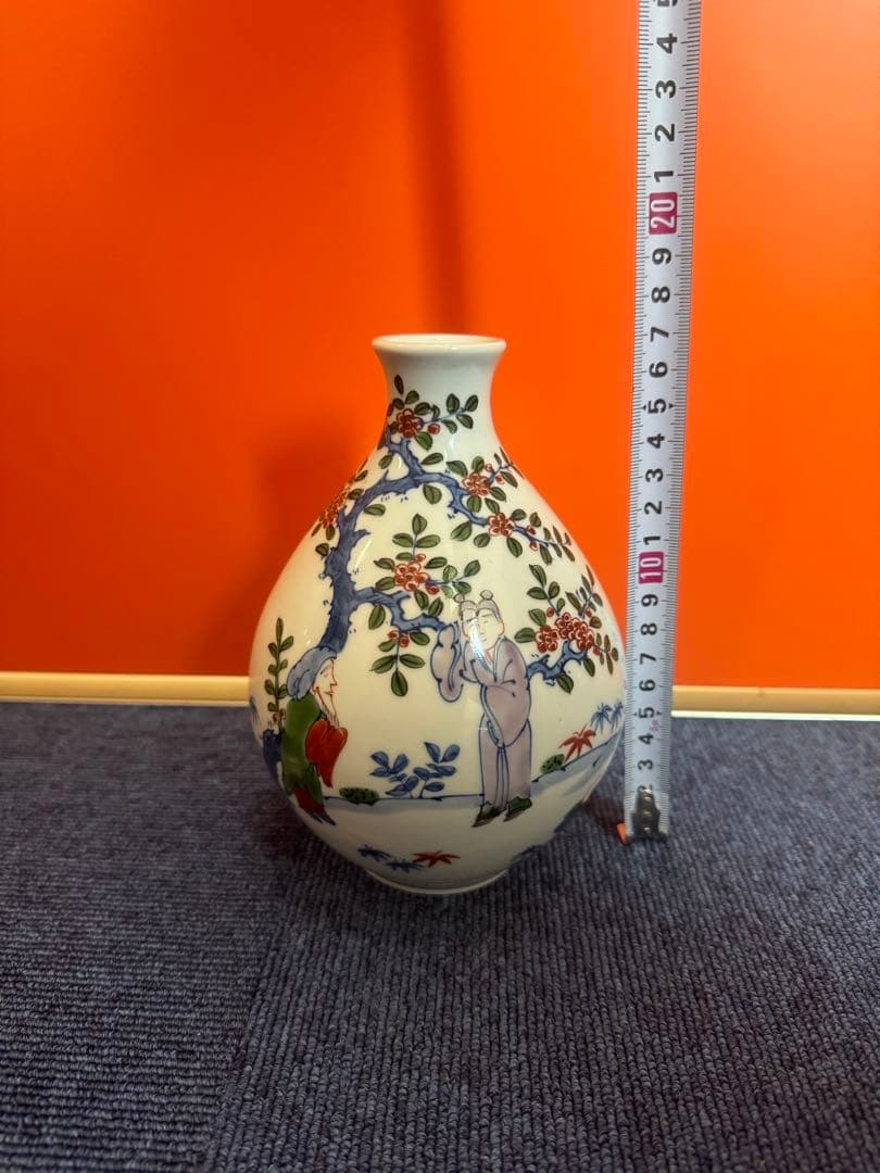 1865  有田焼 源右衛門窯 染錦唐人物絵 花瓶