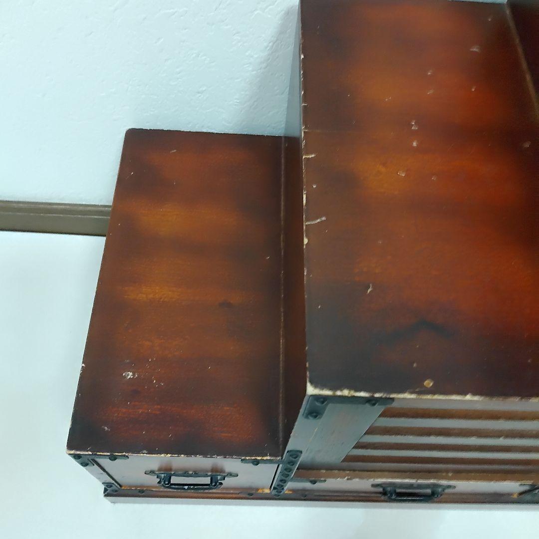 レトロ調 階段タンス 和風 民芸家具 小物収納　左下り