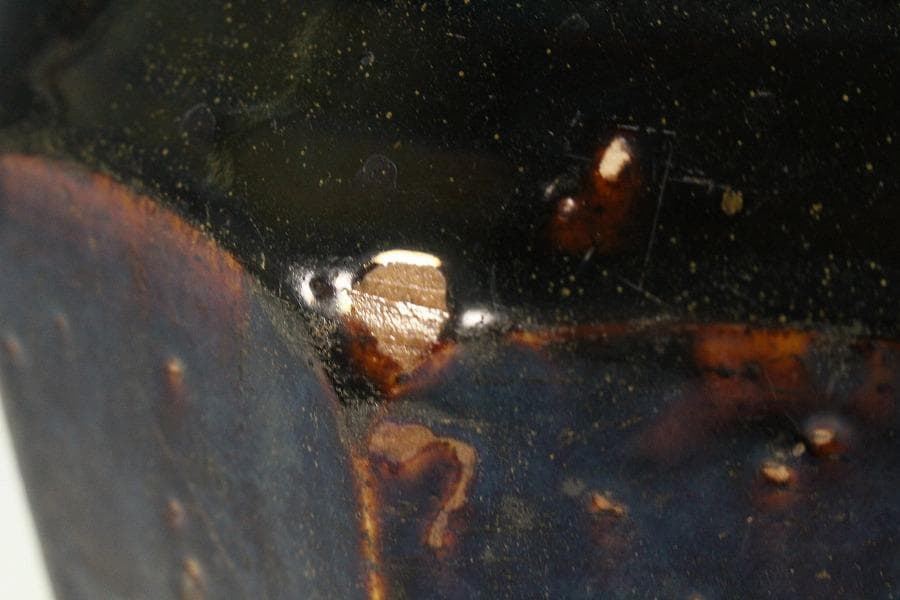 古美術 李朝 黒高麗 面取 蓋壷(K-A652)