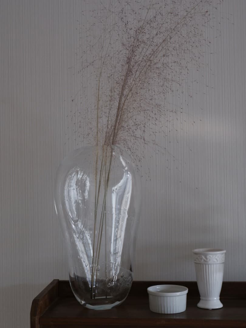 片桐芳明　ガラス　花瓶　宙吹き技法　稀少　華道具　現代芸術　Q1997