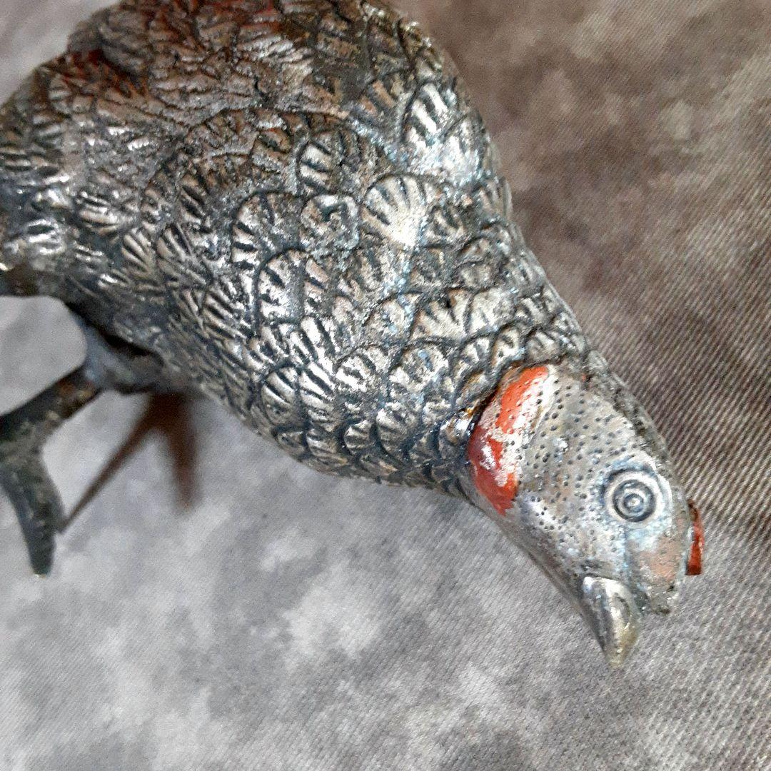 鶏　置物　ペア　金属工芸　高田銅器 S