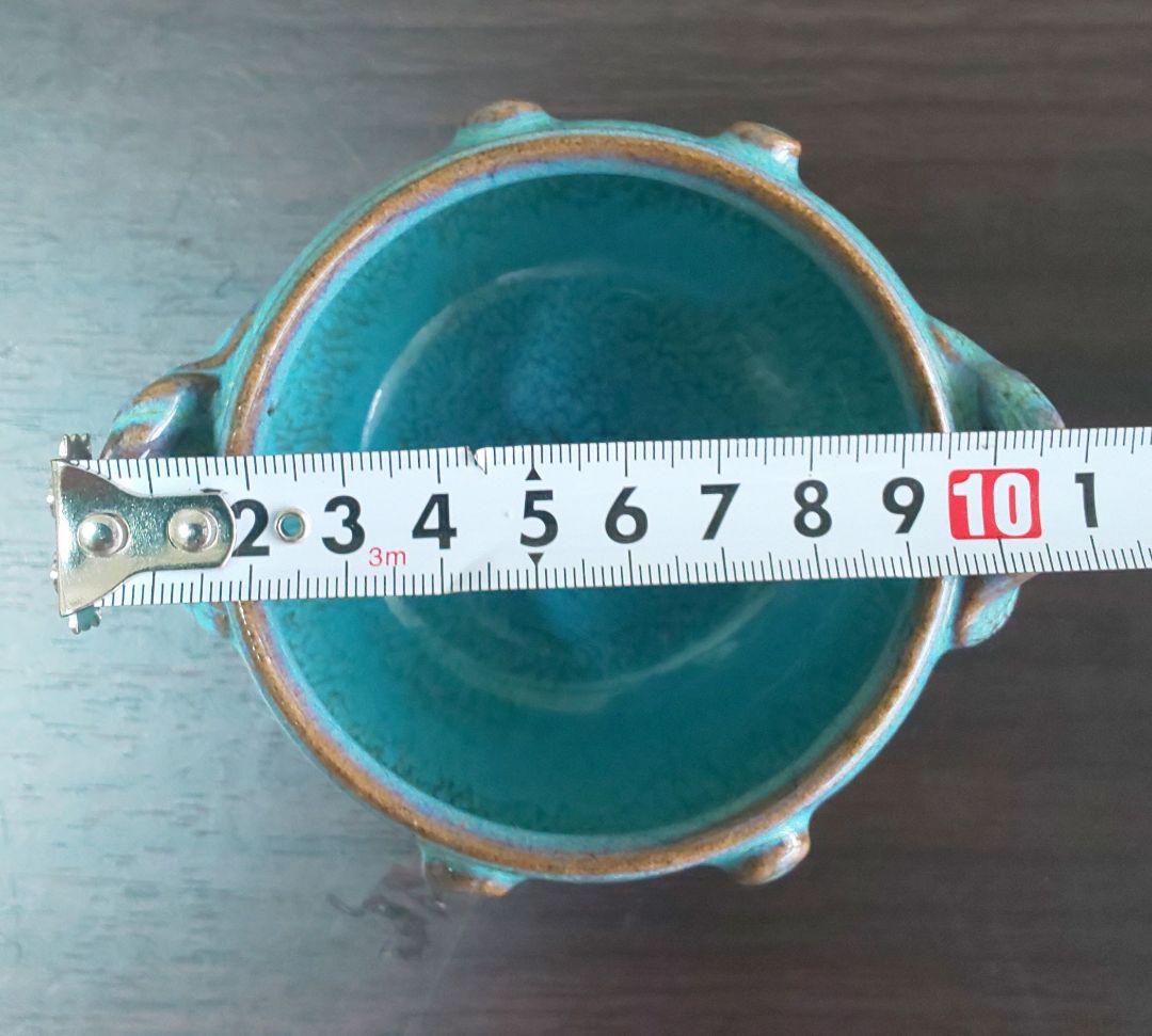 中国南宋時代 緑釉陶器 澱青釉紫紅斑 双耳香炉