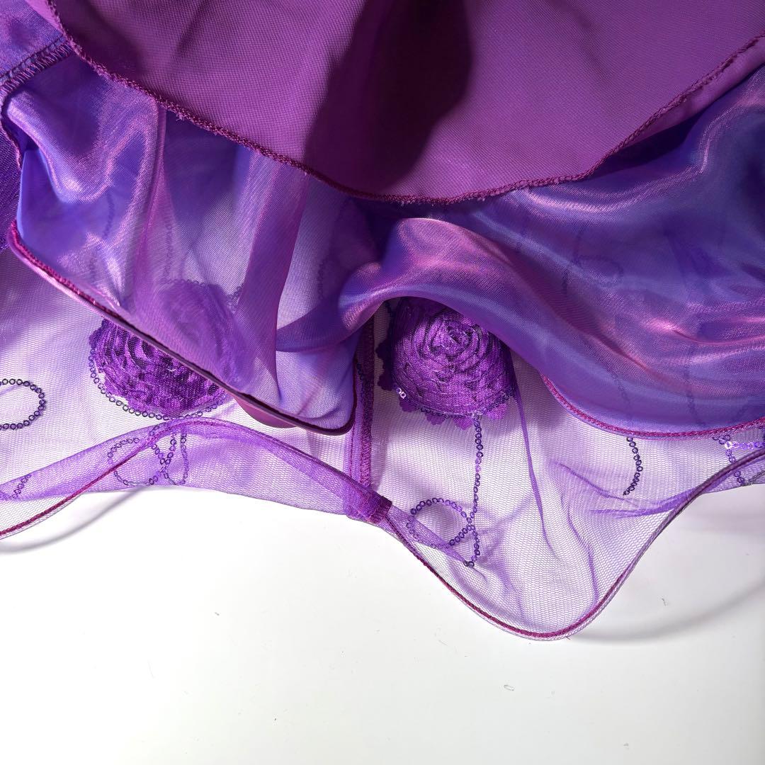 社交ダンス スカート 衣装 紫 パープル ドレス