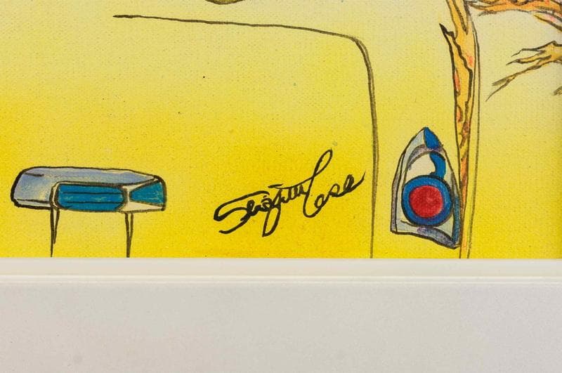 わたせせいぞう　アクリル　肉筆『ドライブ風景』表と裏サイン　F6号　額　b801