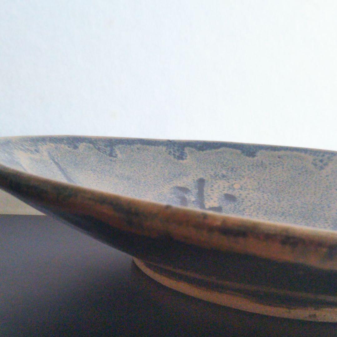 益子焼　草文大皿　陶芸　作家物　オモダカ