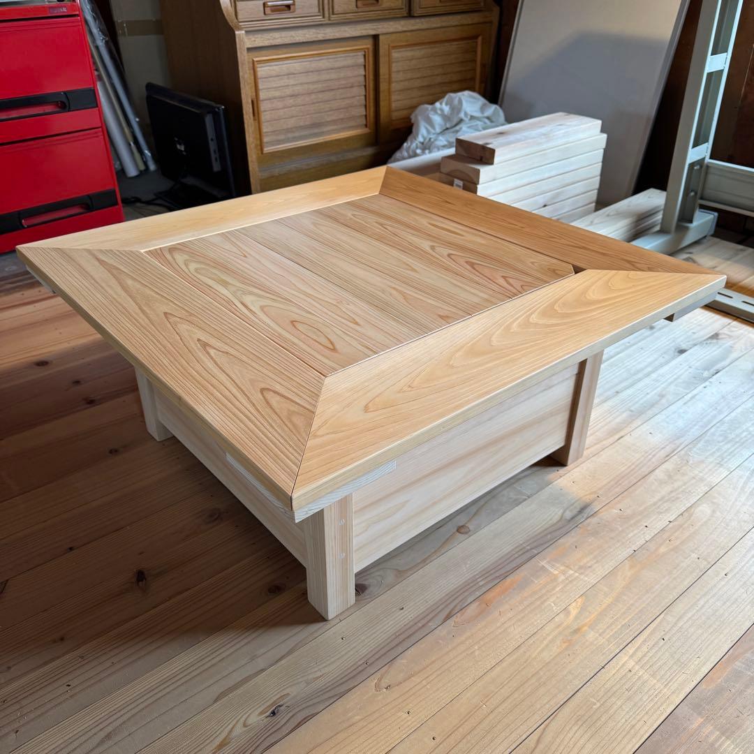 総檜 テーブル火鉢 手作り 蓋付き