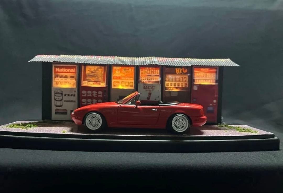 1/24マツダユーノスロードスター　ローダウンカスタムジオラマ 自動販売機照明付