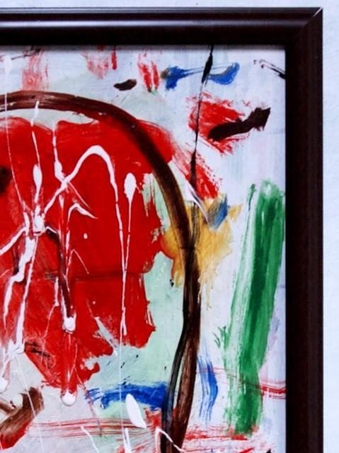 抽象画　「彩-32」　色紙に油彩の抽象画