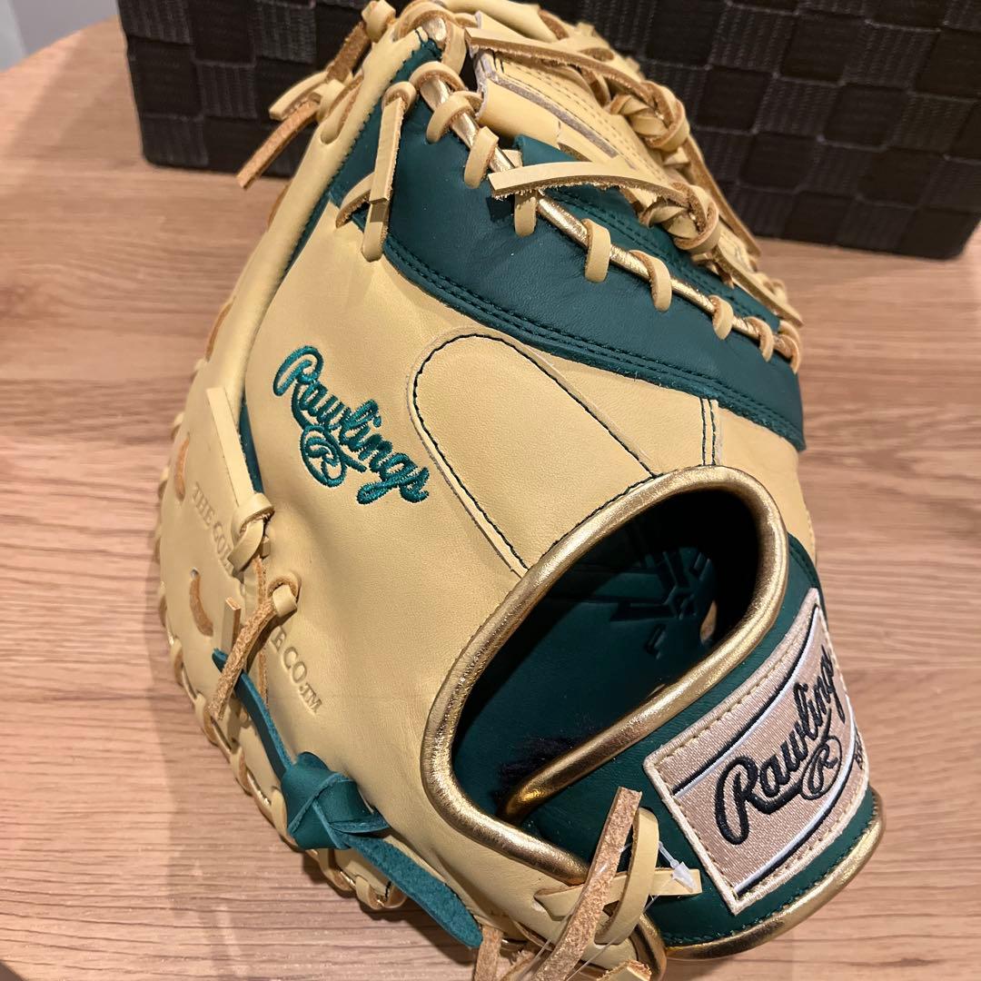 新品 値下げ中軟式少年用ファーストミットローリングス ダークグリーン/キャメル