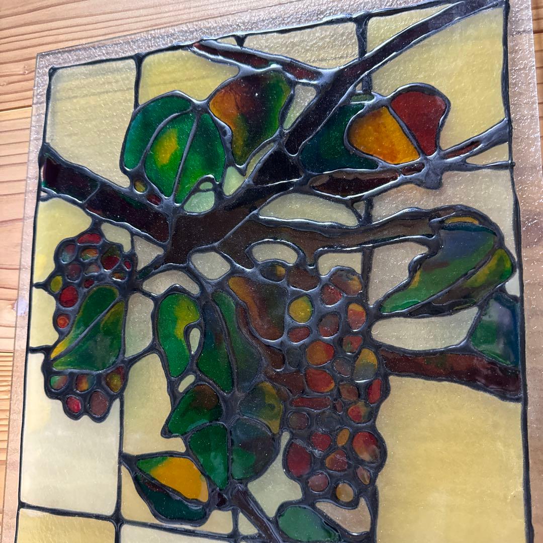 アンティーク　ステンドグラス？パネル　一枚板ガラス