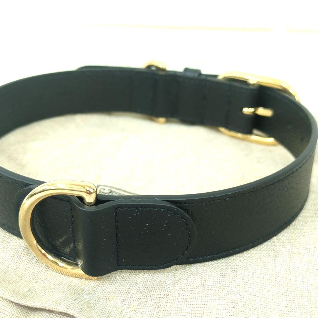 グッチ GUCCI インターロッキングG ラージ 犬用　首輪　レザー　ブラック