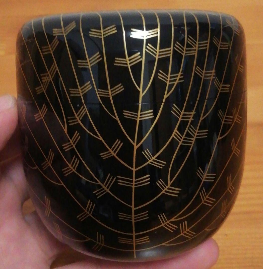 宗完書付　康光作　芽張　柳蒔絵　棗　共箱　茶道具