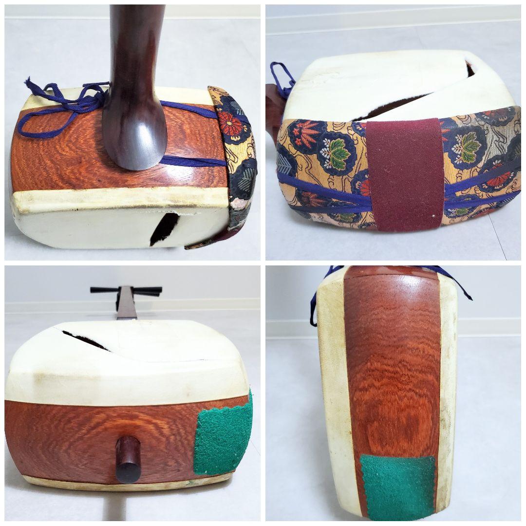 希少✨️美品/三味線　紅木トチ　中棹　東さわり　1本溝　破れあり　ハードケース