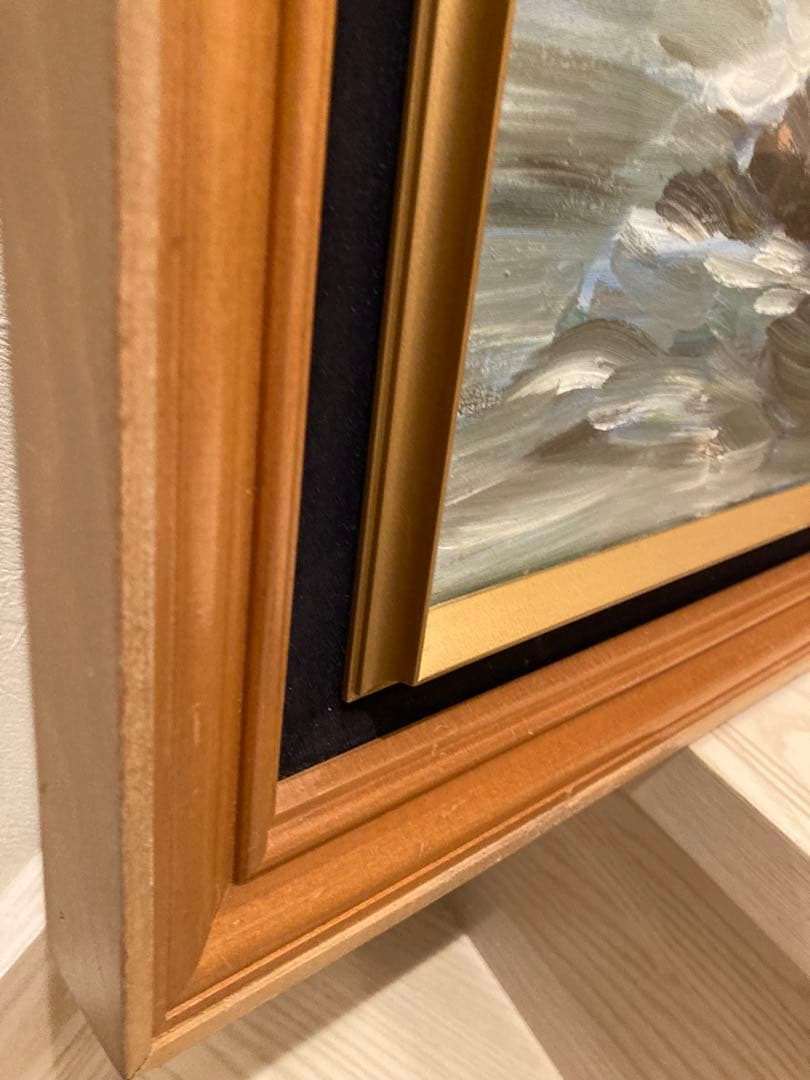 海岸風景 油彩画　F10号　額縁付き