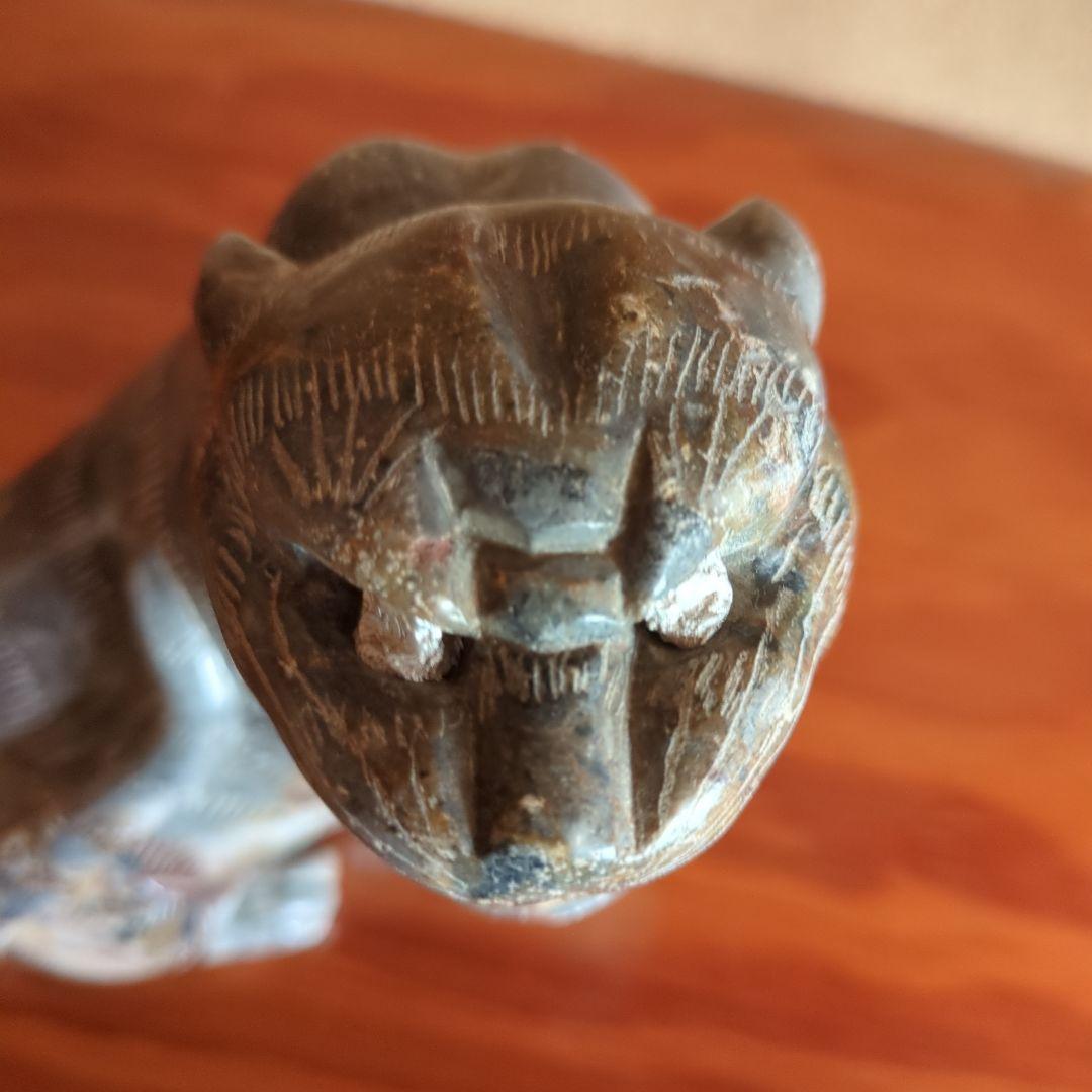 石製動物彫刻 笑顔の表情　骨董品　古美術　寅　虎　タイガー石像