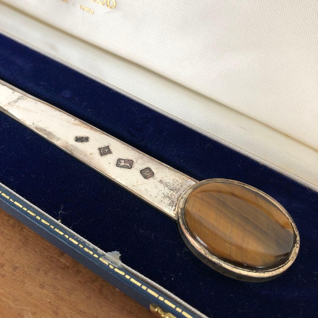 マッピン＆ウェッブ　純銀製ストーン付　ペーパーナイフ　レターオープナー　シルバー