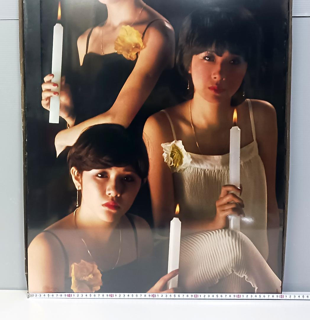 昭和レトロ！当時物『キャンディーズ』特大 木製 ポスターパネル 90×60cm