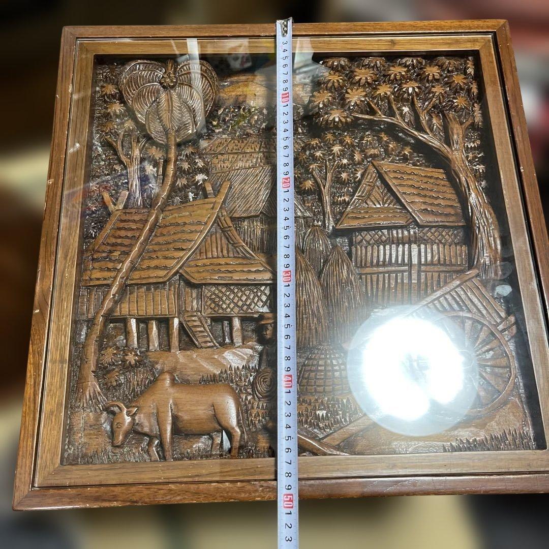 レトロ アジアン民芸 木彫り彫刻 サイドテーブル